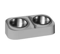 Cat Feeding Bowl, Cat Water Dish, Slanted No Lipstick Kitten Food Container with Stainless Steel Inserts for Pet Home Travel Apartment City Living, 14,17 x 7,68 x 3,74 pulgadas, gris 1 pieza