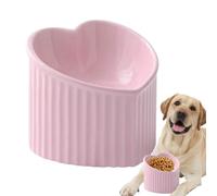 Cat Feeding Bowls - Green Ceramic Dish, 14x12cm Pet Plate, 5.51x4.72 Inch Size, Elevated Heart Shape Design, Shallow Water Bowl Porcelain For Small Medium Pets Daily Eating Drinking Routine