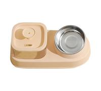 Cat Feeding Station, Spill Proof Water Bowl, Large Capacity Pet Fountain, Dry Wet Separation Design, for Multi Pet Households Kitten Care, 250g 31.5x11x15cm Pink Green