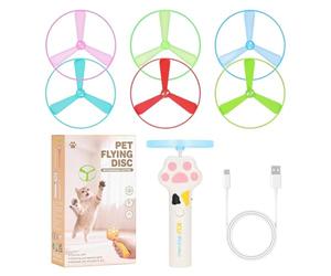 Cat Fetch Toy Launcher, Rechargeable Flying Enrichment, 6 Discs Interactive Pet Exercise Tool, High Grade Aerodynamic Polymer with Reinforced Motor, Premium Pet Care Hardware, Play Gear for Outdoor