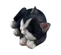 Cat Figurine Cute Resin Statue - Realistic Sleeping Cat | Garden Desk Decor