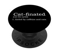 Cat-finated - Amante del café de la mañana Desayuno Amante de los Gatos PopSockets PopGrip Adhesivo