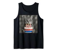 Cat Flag 250 Years 1776-2026 250th Birthday Cake Camiseta sin Mangas