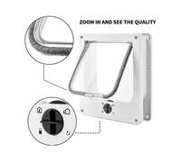 Cat Flap, 4-Way Magnetic Pet Door for Cats and Small Dogs, Manual Sliding Pet Door(White,L)