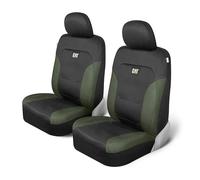 Cat® Flexfit - Fundas de Asiento para automóviles, Camiones y SUV (Juego de 2) - Fundas de Asiento de Coche Negras para Asientos Delanteros, Protectores de Asiento de camión con Borde de Panal Verde,