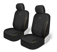 CAT FlexHybrid - Fundas de Asiento de Coche Negras de Poliuretano + Malla Transpirable de Piel sintética Resistente y Malla 3D, 2 Unidades