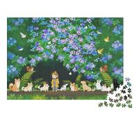 Cat Flower Meadow Puzzles 1000P Material Reciclado Fairy Tale Puzzle for Chico & Chica Divertido Present & Activity for Home Ideal for Boy & Girl‘s Birthday Gift 52x38cm/1000Ps