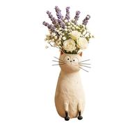 Cat Flower Vase, Rustic Desk Ornament Holder, 3.74x8.07 Inches Ceramic Plant Display, Decorative Home Vase Figurine, Style with Elegant Finish, Living Room Use for Shelf Decor