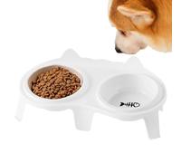 Cat Food and Water Bowl Set Elevated, Ceramic Pet Bowls & Tilted Stand, Indoor Cat Dishes with Hook Design, Water and Food Dispenser, Ergonomic Feeding Bowls for Cats, Small Pets, Home Use