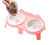Cat Food and Water Bowl Set Elevated, Ceramic Pet Bowls & Tilted Stand, Indoor Cat Dishes with Hook Design, Water and Food Dispenser, Ergonomic Feeding Bowls for Cats, Small Pets, Home Use