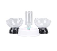 Cat Food and Water Bowl Set Neck Guard 3 in 1 Double Cat Feeding Bowl and Automatic Water Dispenser Set for Home Pet Shop (Style One)