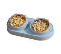 Cat Food and Water Bowl Set - Stainless Steel Elevated Feeder, No Spill Catch Tray | Sturdy Pet Dish for Cats Puppies, Durable Feeding Accessory, Home Tabletop Utility, Indoor Animal Feeding Tool
