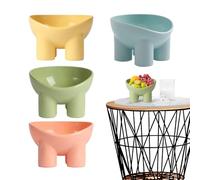 Cat Food Bowl - Elevated Cat Bowl | 4 piezas lindo Tilted Cat Dish for Flat Faced Cats and Kitten Elevated Snack Plate with Neck Guard for Spills Prevention Dishwasher Alimentador