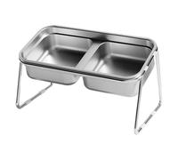 Cat Food Bowl, Elevated Cat Bowl, Pet Feeding Dish, Double Bowl Raised Stainless Steel Food and Water Feeder, 15 Degree Inclined Design, 7.68x4.33x4.33 Inches for Small, Medium and Large Cat