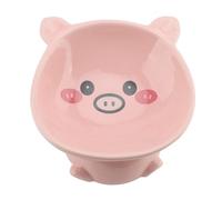 Cat Food Bowl Elevated Ceramic Cute Cartoon Animal Piggy Shape Tip Proof Home Decoration Multifunctional for Pet Feeding and Gifting