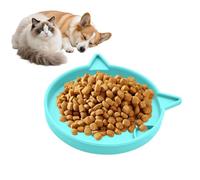 Cat Food Bowl - Non Slip Silicone Slow Feeder Dispenser | Interactive Pet Feeding Bowl For Cats and Kittens | Digestion Support Feeder For Indoor Outdoor Mealtime and Clean Floor Feeding