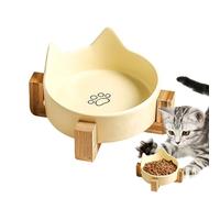 Cat Food Bowl Porcelain - Ceramic Cat Bowls | Anti-Fall Dog Food Bowl Anti-Fall Dog | Bowls with Wooden Stand | -Slip Dishes For and Water | Cute Ear Pet