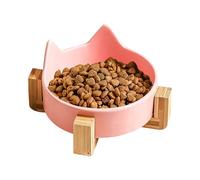 Cat Food Bowl Porcelain - Ceramic Cat Bowls | Anti-Fall Dog Food Bowl Anti-Fall Dog | Bowls with Wooden Stand | -Slip Dishes For and Water | Cute Ear Pet