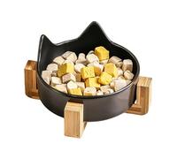Cat Food Bowl Porcelain - Ceramic Cat Bowls | Anti-Fall Dog Food Bowl Anti-Fall Dog | Bowls with Wooden Stand | -Slip Dishes For and Water | Cute Ear Pet