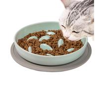 Cat Food Bowl, Slow Feeder, Pet Feeding Bowl, Anti-Gulping Design, Non Slip Base, 1 Pack, For Cats and Small Dogs, Indoor or Outdoor Use, Healthy Portion Control, 6.3x6.3x1.06 Inch