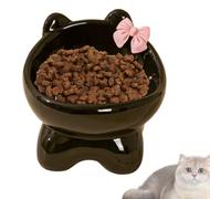 Cat Food Bowls - 14.5x15cm Ceramic Raised Cat Bowl, Pet Bowls Slow Feeder Ceramic,15-Degree Tilted Bowl | Non-Slip Kitten-Shape Pet Feeding & Watering Supplies For Indoor Cats Small Dog Kitten