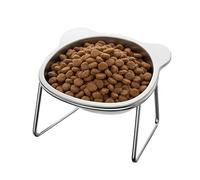Cat Food Bowls Elevated | Stainless Steel - Alimentador inclinado de 15° - Platos elevados para gatitos | Puppy Pets Home Living Room Indoor Outdoor Floor Corner, Orthopedic Neck Protection, Non-Slip