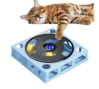 Cat Food Puzzle, Strategy Game Kitties Treat Puzzle Maze Box, Phonograph Interactive Toys, Turntable Track Kitten, Enrichment for Indoor Cats, PP, Green, Yellow, Blue