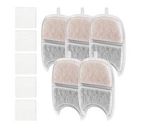 Cat Fountain Filter - 5X Water Purifier Replacement Pack with Sponges | Triple Filtration System for 4L Stainless Steel Drinking Dispenser, Odor Removing Charcoal Core for Pets