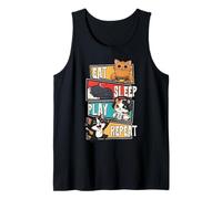 Cat Gamer Gaming Eat Sleep Play Repeat para niños Camiseta sin Mangas