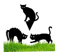 Cat Garden Ornaments 3Pcs Outdoor Metal Cat Shape Metal Garden Stakes Ornament Bird Scarers Wild Animal Detterent Holloween Lawn Decor