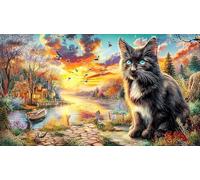 Cat-Gazing-at-Butterflies-in-Sunny-Meadow 1000 Piezas Puzzle Reciclado Juego desafiante Educativo para relajación Creatividad Regalo 70x50/1000pcs