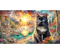 Cat-Gazing-at-Butterflies-in-Sunny-Meadow Puzzle de 1000 Piezas Reciclado Juego desafiante Educativo para Adultos Regalo para Mujeres y Hombres 38x52/1000pcs