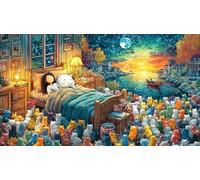 Cat-Gazing-at-Glowing-Butterfly-in-Night-Sky Puzzle para Adultos 1000 Piezas Decoración Mural Hermosa Papel Reciclado Juego Educativo Regalo 38x52/1000pcs