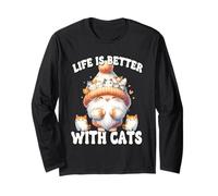 Cat Grandma Life Is Better With Cats For Cat Mom And Dad Manga Larga