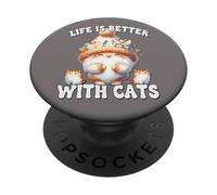 Cat Grandma Life Is Better With Cats For Cat Mom And Dad PopSockets PopGrip Adhesivo