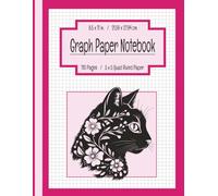Cat Graph Paper Composition Notebook - 5x5 Quad Ruled | Pink & Black with Floral Design: Graphing Paper for Math, Science, Art, Journaling & ... Adults | 110 Wide Ruled Pages, 8.5x11 in.