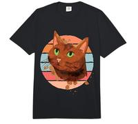 Cat Green Eyes Brown Fur Artistic Painterly Whiskers Elegant Comfort Colors Adult Heavyweight T-Shirt