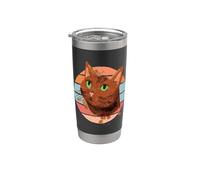Cat green eyes brown fur artistic painterly whiskers elegant Vaso térmico de acero inoxidable de doble pared