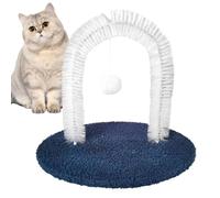 Cat Grooming Arch, Self-Grooming Massager with Shedding Brush, Interactive Ball and Hair Remover, Pet Care Post for Indoor Cats, Kittens, Home Use, 13.78x9.84x12.99 inches