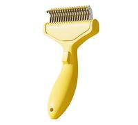 Cat Grooming Comb - Massage Grooming Curved Tool | High-Density Stainless Steel Hardware with Angled Bristle Geometry & Ergonomic Traction Grip for Long, Loose and Thick Coats