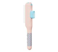 Cat Grooming Comb - Self Cleaning Pet Brush | Metal Teeth Groomer with Easy Hair Removal, Care Tool with Comfortable Handle for Cats Dogs Puppies Indoor Home Shedding Coat Maintenance