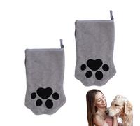 Cat Grooming Glove - 2 Pack de toallas de aseo para mascotas | Toalla de baño de secado rápido para gatos | Guantes de baño de doble cara para gatos largos, absorbentes de cuidado de mascotas para