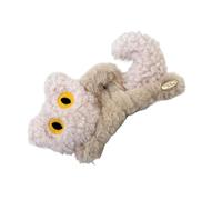 Cat Hair Clips, Cute Plush Cat Claw Clasp, Cartoon Furry Non-Slip Claws, Fun and Adorable Hair Accessories for Kids, Women, Teens, and Girls (11cm, Black, Cream)