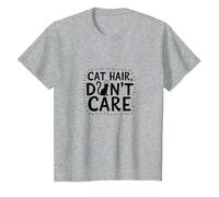 Cat Hair Don't Care - Tipografía Divertida para Amantes de Las Mascotas, Gato Camiseta, Niños, Gris Jaspeado, 4 años