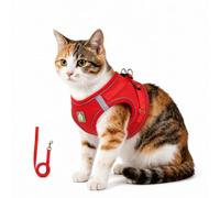 Cat Harness and Leash Set, for Small Medium Large Cats, Breathable Adjustable Vest Harnesses with Reflective Strip for Walking Travel Camping (Red,XS)