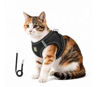 Cat Harness and Leash Set, for Small Medium Large Cats, Breathable Adjustable Vest Harnesses with Reflective Strip for Walking Travel Camping (Black,M)