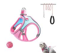 Cat Harness, Side-Through No-Pull Design, Escape Proof Soft Mesh Vest for Indoor Cats, Adjustable & Lightweight with Reflective Strips, for Walking & Outdoor (Pink,XXS)
