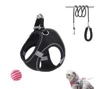 Cat Harness, Side-Through No-Pull Design, Escape Proof Soft Mesh Vest for Indoor Cats, Adjustable & Lightweight with Reflective Strips, for Walking & Outdoor (Black,XXS)