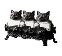 Cat Head Glass - Jars 3 Piece Airtight Storage Canister Set | Transparent Food Container Seal Organizer Kitchen Storage for Salt Pepper, Tea, Leaves, Dining, Shelf Use