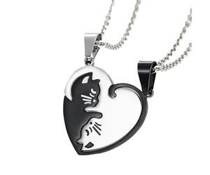Cat Heart Necklace - 2x3x5cm Sturdy Alloy Heart Cat Jewelry Friendship Necklace | Love Jewelry Charm, Adaptable Fashion Accessory For Women Men Birthday Holiday